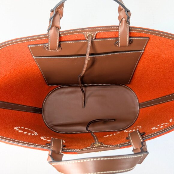 Anya Hindmarch Orange Felt Eyes Large Tote Bag Leather MINT CONDITION - Picture 8 of 8